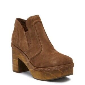 Matisse 8 Jolie Platform Clog Booties Tobacco Brown Suede Leather Boots NWOT